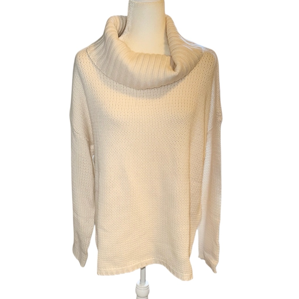 Talbots 100% Cashmere Off-White Cowl Neck Sweater, X-Large, Nwt